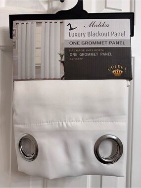 Malika Luxury White Blackout Panel with Silver Grommets, One Panel 52” X 84” NEW